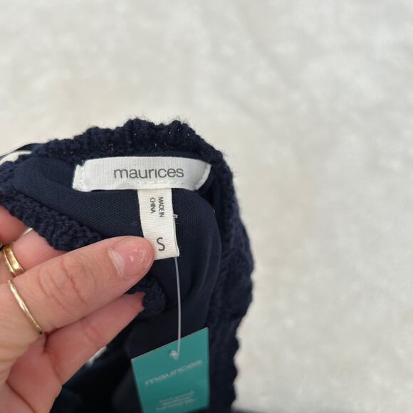 NWT Maurices WomensSleeveless Lined Knee Length Crochet Dress Navy S Resort Core - Picture 5 of 6